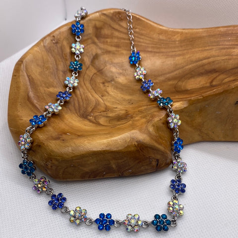 Blue Flower Dangle Necklace
