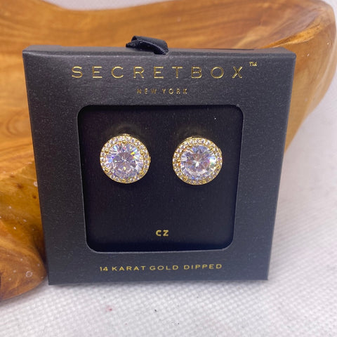14K Gold Dipped CZ Diamond Post Earrings