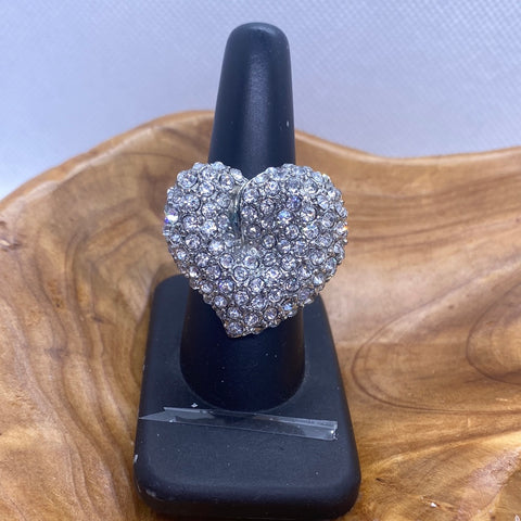 Crystal Heart Shape Adjustable Ring