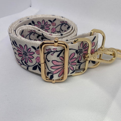 White Pink Flowers Guitar Strap Purse