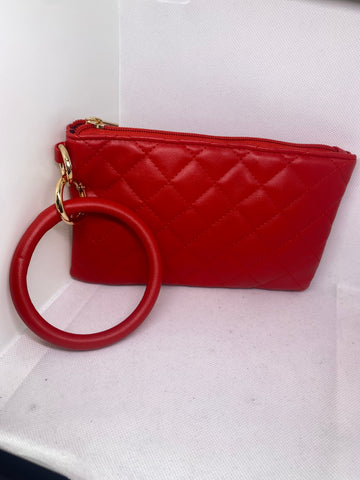 Red Quilted Stadium Approved Wristlet