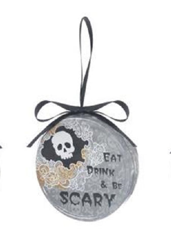 Halloween Reversible  Eat Drink & Be Scary Cocktail Coaster Set
