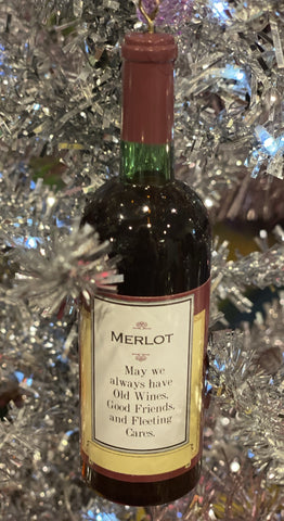 Merlot Bottle Of Wine Ornament
