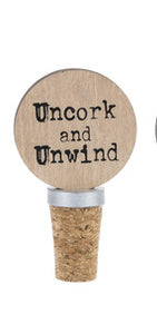 Uncork and Unwind Wood Bottle Topper