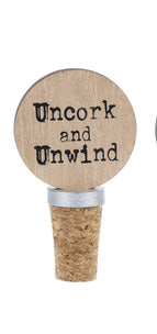 Uncork and Unwind Wood Bottle Topper