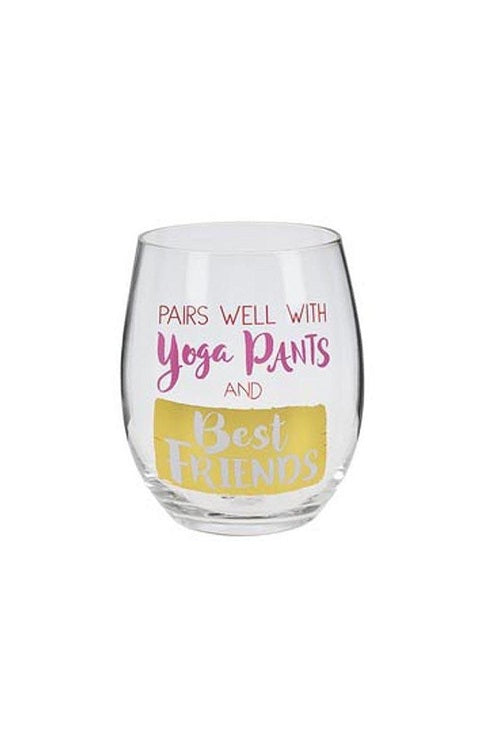 Pairs Well with Yoga Pants Stemless Wine Glass
