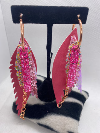 Randans Custom Lightweight Pink Feather Earrings