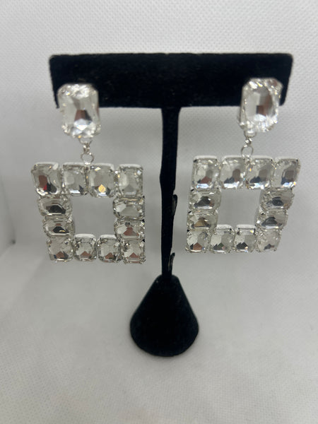 Crystal Square Drop Earrings