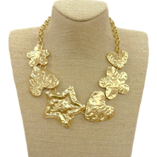 Custom Gold Tone Hammered Metal Necklace