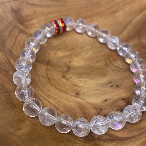 Clear Round Stretch Bead Bracelet red spacers