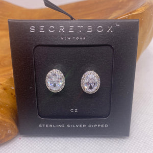 Sterling Silver Dipped CZ Post Earrings