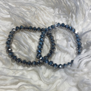 Metallic Graphite Rondelle Bead Stretch Bracelet