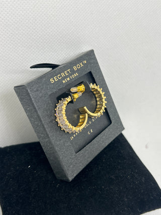 14K Gold Dipped CZ Diamond Secret Box Earrings