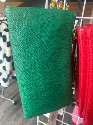 Monogrammable Three Compartment Wristlet Crossbody Purse Kelly Green