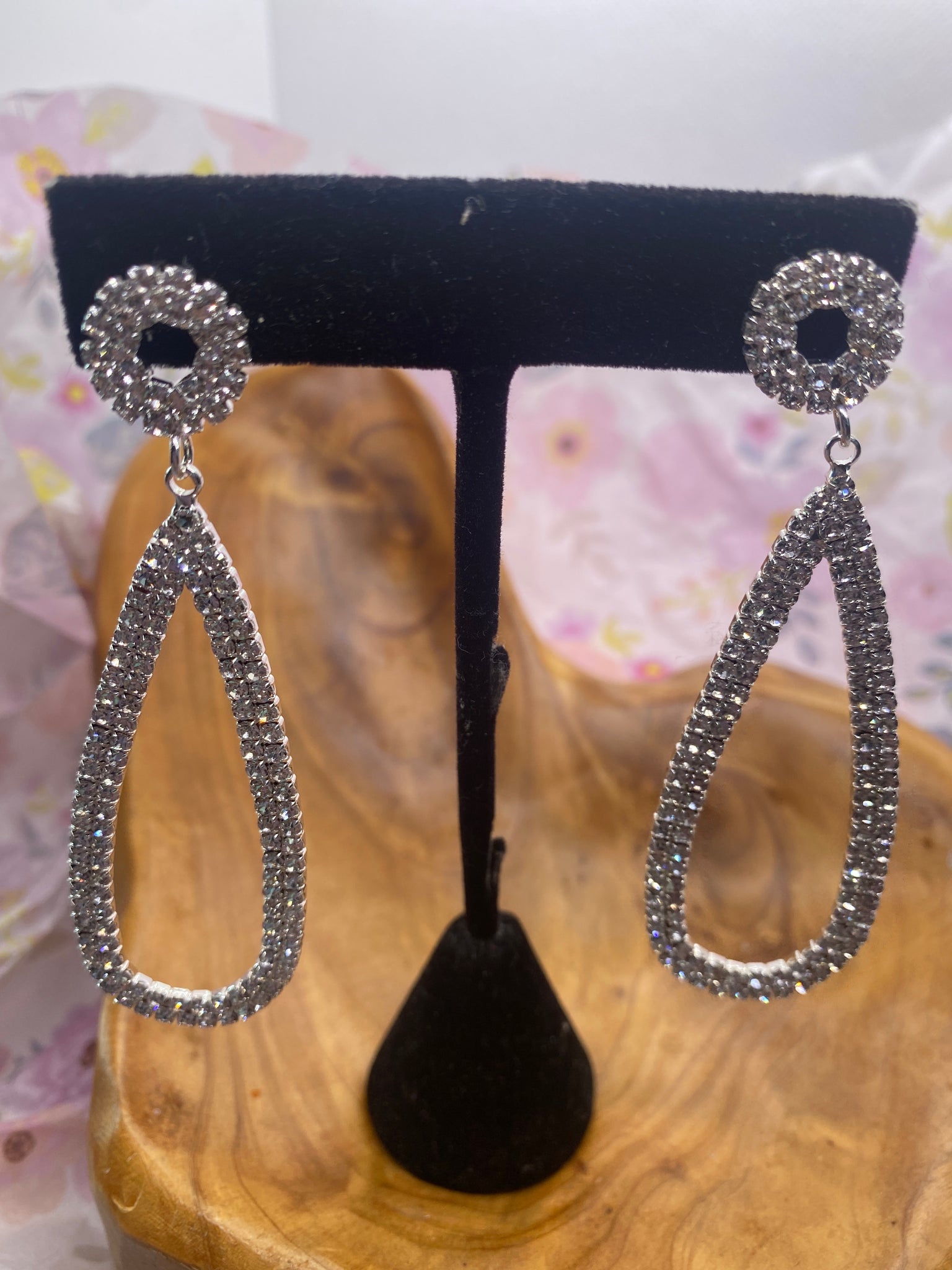 Clear Rhinestone Dangle Earrings