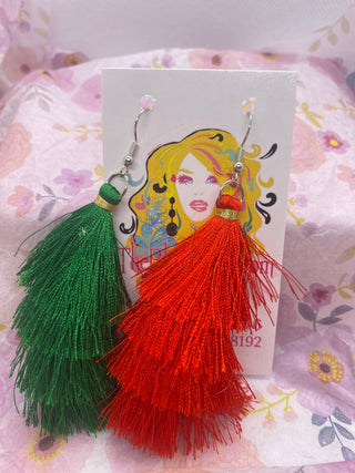 Red Green Christmas Earrings