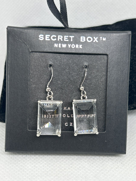 Secret Box 24K White Gold Dipped Cz Earrings