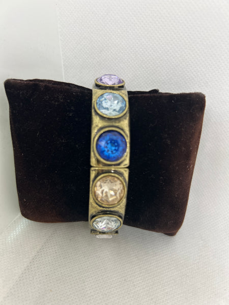 Antique Gold Multi Color Stones Stretch Bracelet