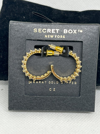 14K Gold Dipped CZ Diamond Secret Box Earrings