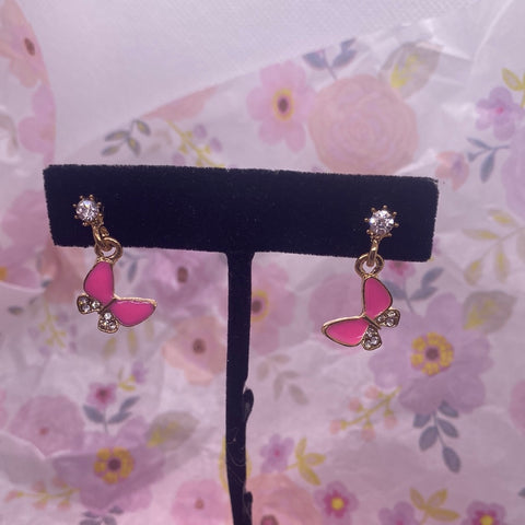 Pink  Butterfly Post Earrings