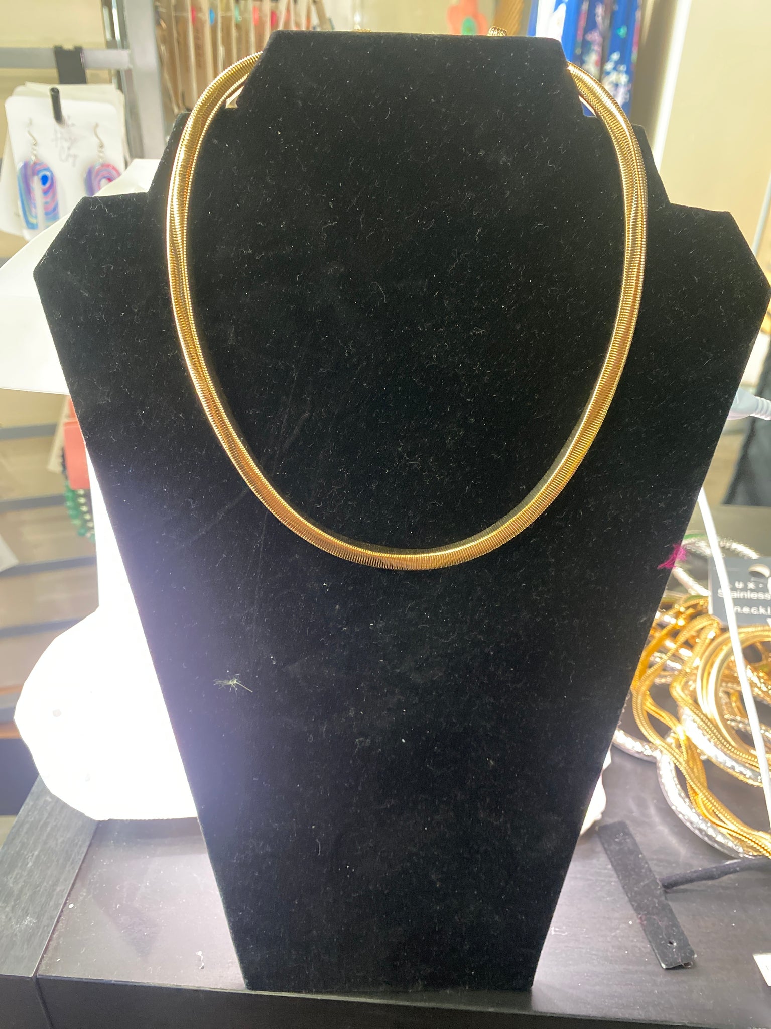 Gold Tone 15 inch Snake Chain Choker Necklace