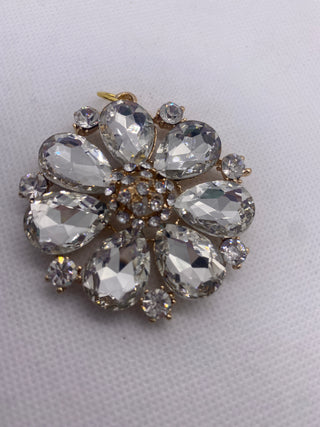 Clear Rhinestone Flower Charm Gold Accent