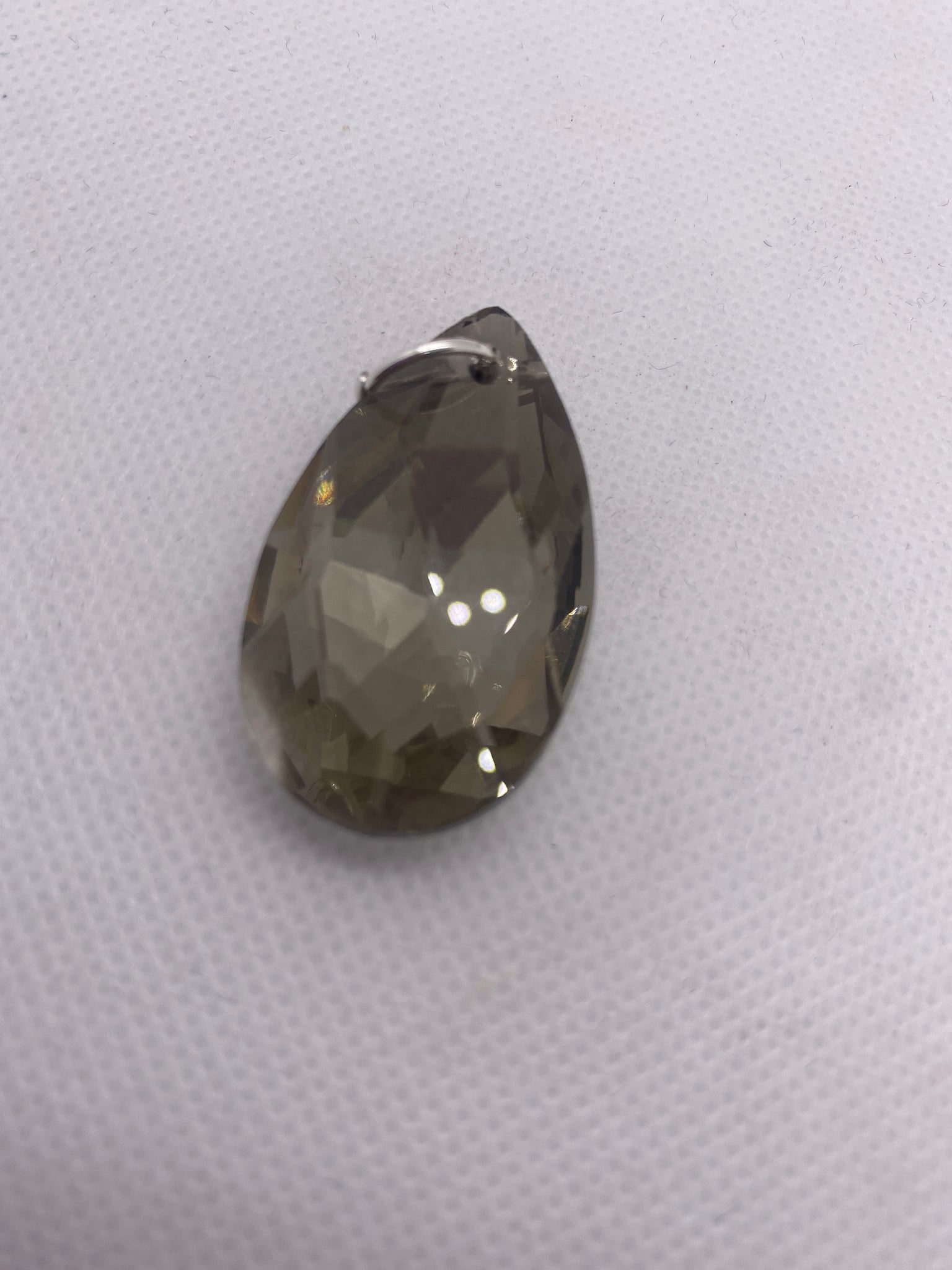 Grey Teardrop Crystal Charm for Necklace or Scarf