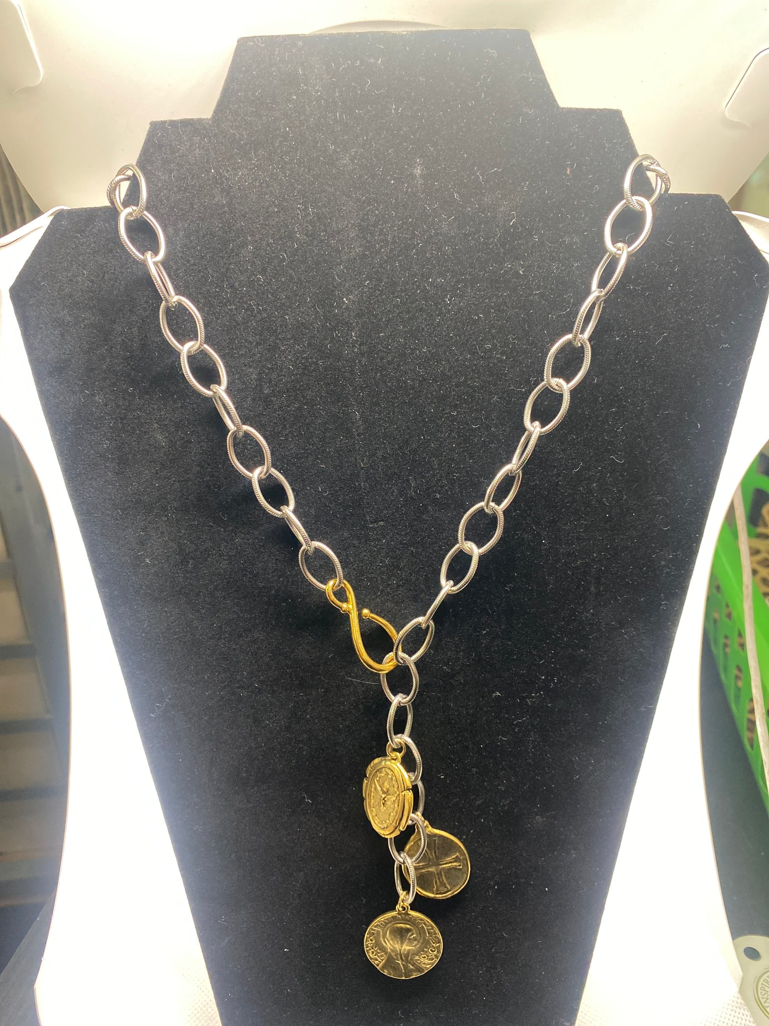 Jewelry necklace with Gold Coin Accents