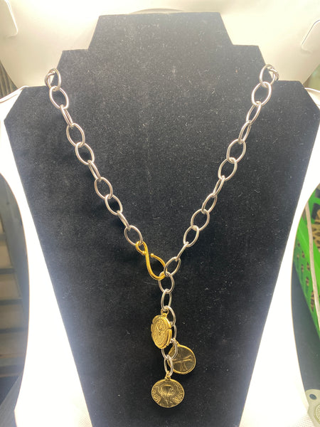 Jewelry necklace with Gold Coin Accents