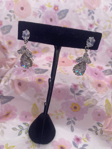 Silver CZ Diamond Dangle Earrings