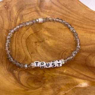 Custom Trust Crystal Bead Stretch Bracelet Solid