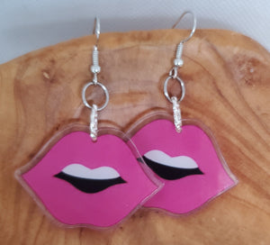 Custom Acrylic Pink Lips Earrings