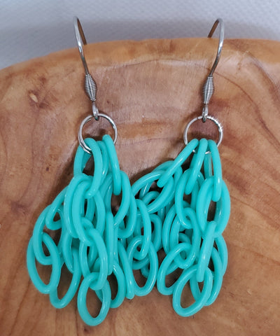 Mint Green Acrylic Fringe  Dangle Earrings