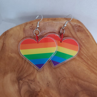 Rainbow Heart Acrylic Earrings