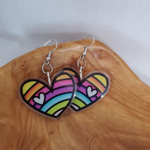 Rainbow Heart Acrylic Earrings