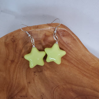 Neon Yellow Star Earrings