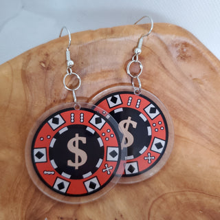 Poker Chip Acrylic Earrings