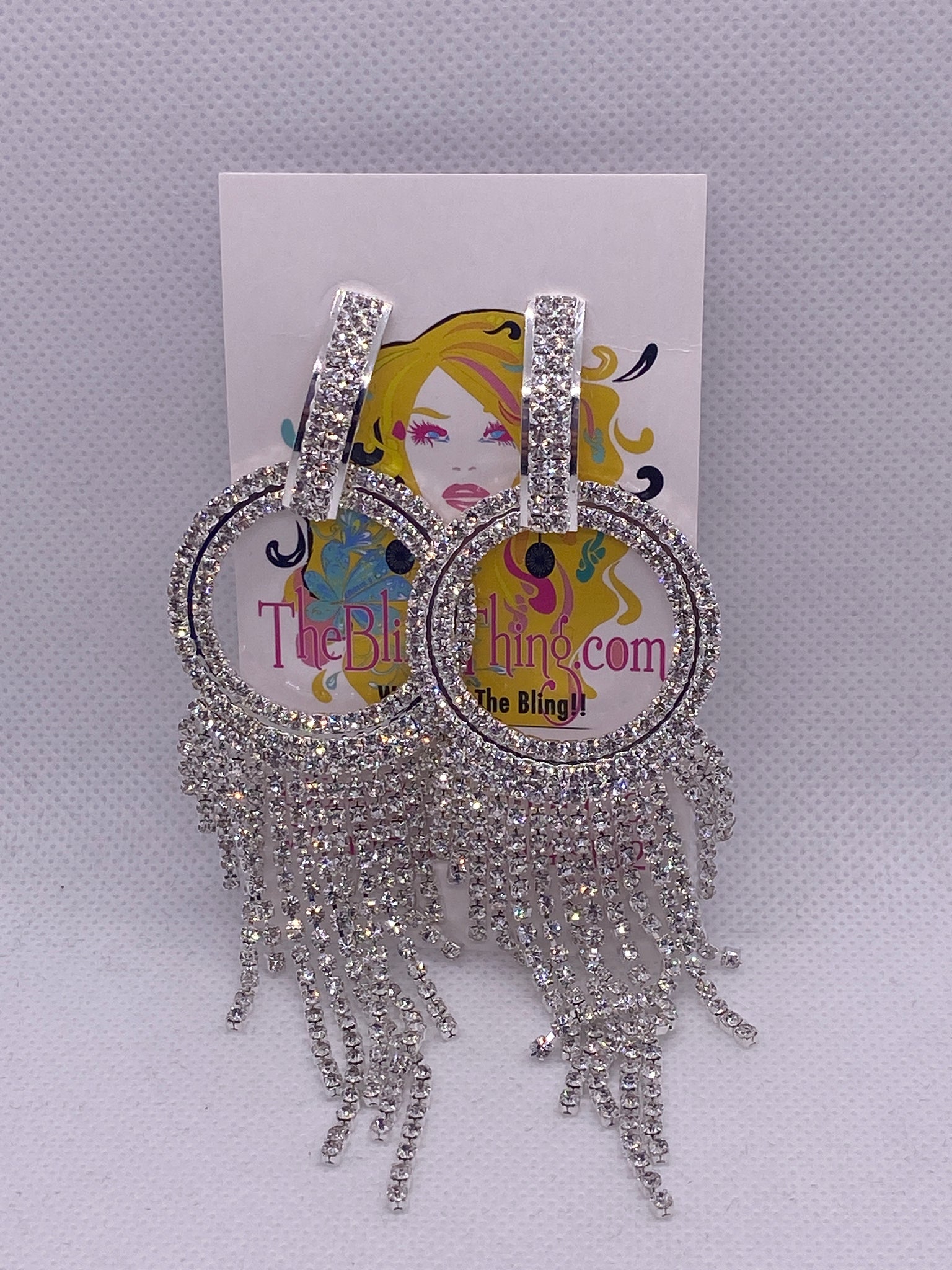 Silver Tone Rhinestone Fringe Earrings