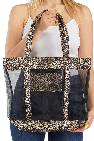 Metallic Glitter Shimmer Mesh Tote Bag