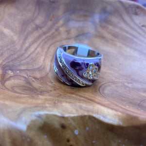 Purple Rhinestones Silver Ring