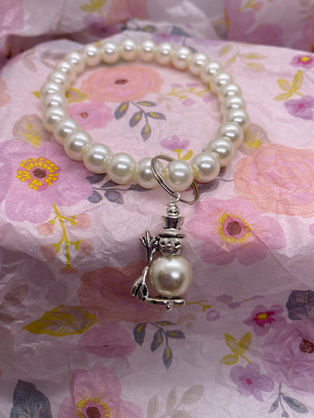 Faux Pearl Snowman Bracelet