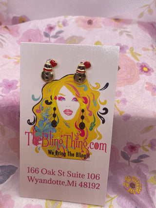 Gold Tone Snowman Christmas Post Earrings
