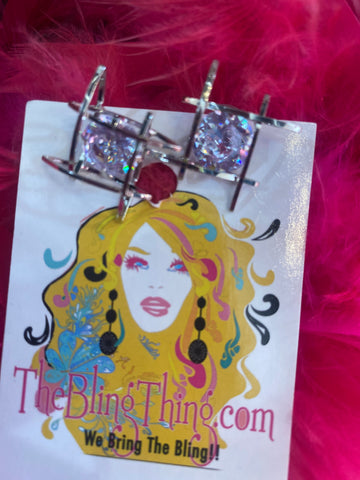 3 Carat CZ Crystal Earrings w Silver Tone Accents