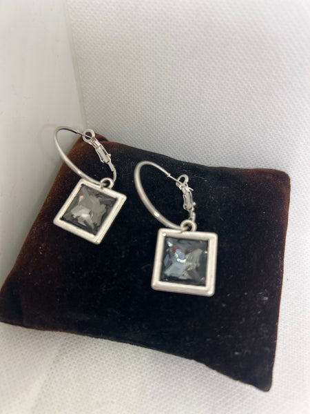 Grey Square Hoop Earrings