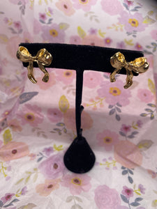 Gold Tone 1.75 inch Bow Post Earrings