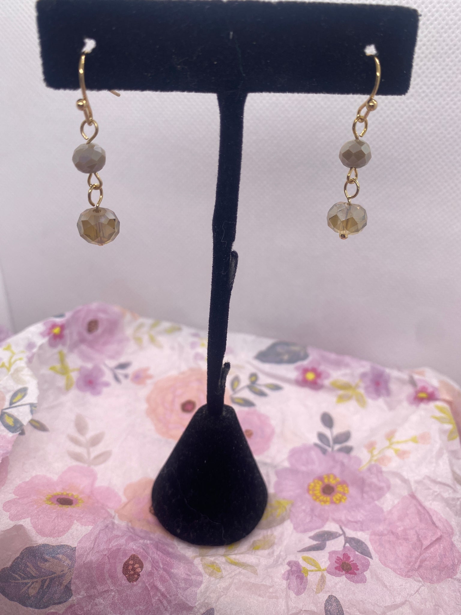 Brown Beaded Dangle Earrings
