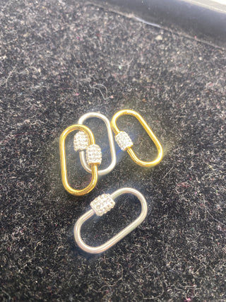 Silver Jewelry Carabiner with Rhinestone Clasp