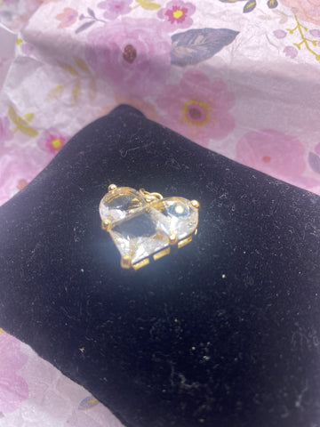 18k Gold Plated Glass Heart Shape Charm for Bracelet or Necklace