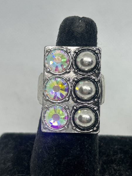 Crystal & Siver Dome Stretch Ring