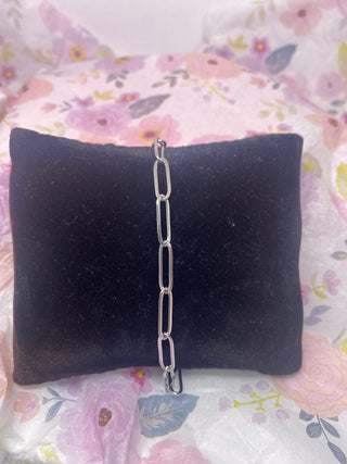 7 inch Silver Paperclip Bracelet